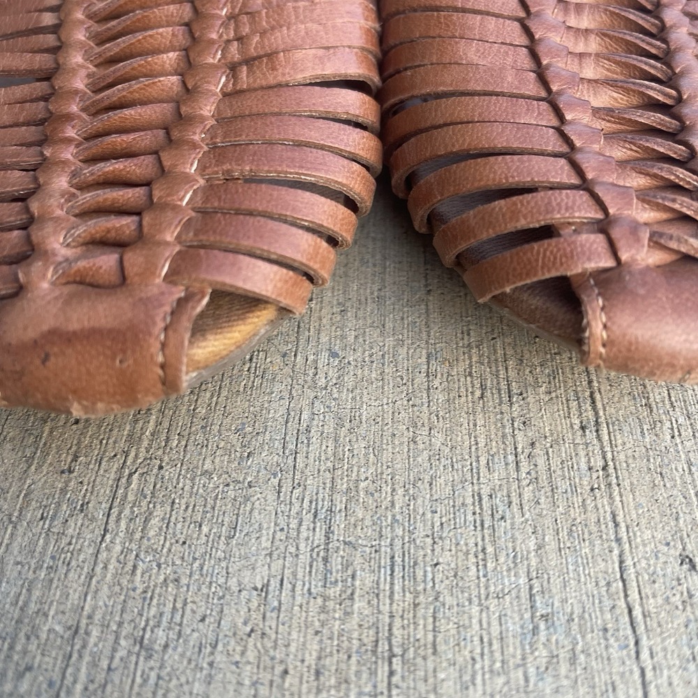 Seychelles Trinket Woven Leather Huarache Sandals Flat  Cognac Brown Size US 9 - Picture 2 of 7